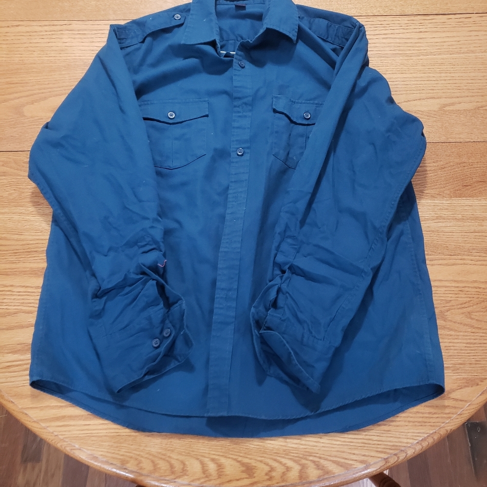 Mens large port authority blue long sleeve button